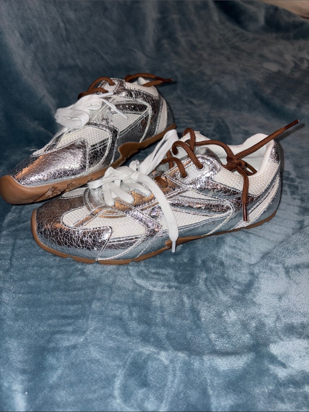 Steve Madden Aziel silver sneakers.